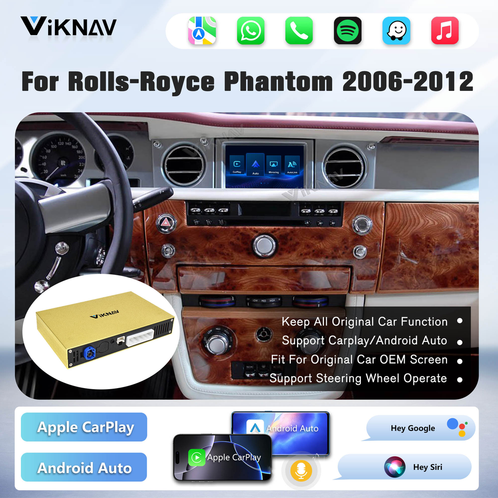 Viknav Linux System Decoder Box for Rolls-Royce Phantom 2006-2012 Upgrade Interface Wireless Carplay Android Auto Decoding Box Autolink Airplay