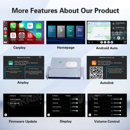 Viknav Linux Interface Decoder Box for Toyota Tacoma 2014-2019 Wireless CarPlay Android Auto GPS Navigation Original Car Radio Screen