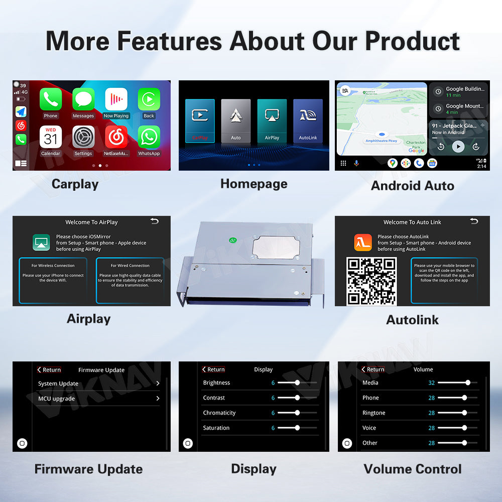 Viknav Linux Interface Box for Toyota Tundra 2014-2017 Wireless CarPlay Android Auto GPS Navigation Original Car Radio Screen