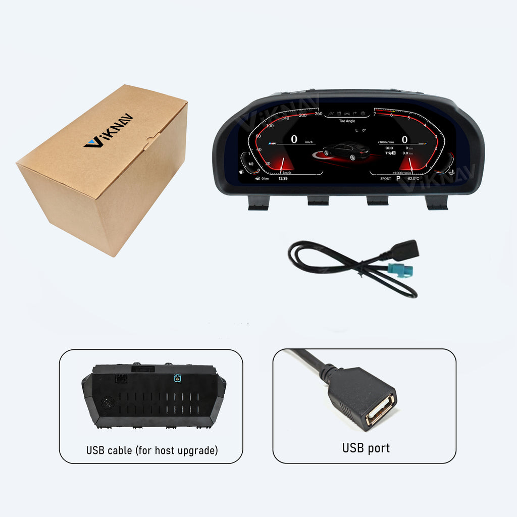 Viknav 12.3 inch Digital Gauge Cluster for BMW X3 X4 X5 X6 2010-2019 LCD Car Digital Speedometer Dashboard Panel