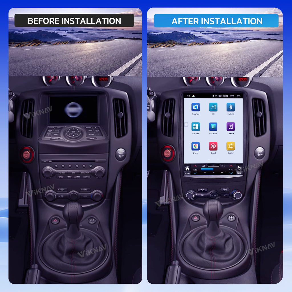VIKNAV 12.1 Inch Android Car Radio for Nissan 370Z 2008-2018 Auto Stereo Screen Upgrade Wireless Carplay GPS Navigation Multimedia Player LHD and RHD Head Unit