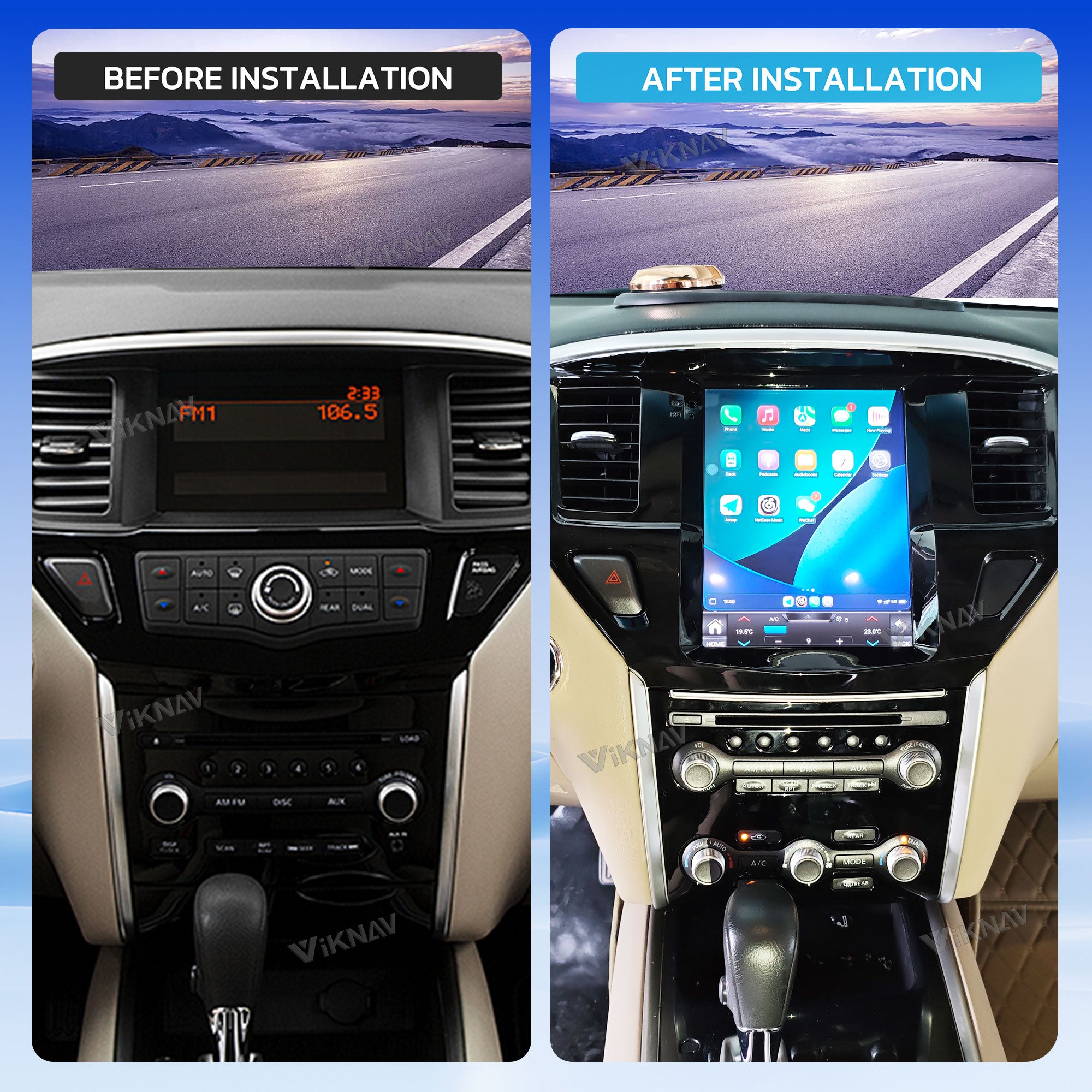 VIKNAV 10.4 Inch Android Car Radio for Nissan Pathfinder 2012-2020 Auto Stereo Screen Upgrade Wireless Carplay GPS Navigation Multimedia Player Head Unit