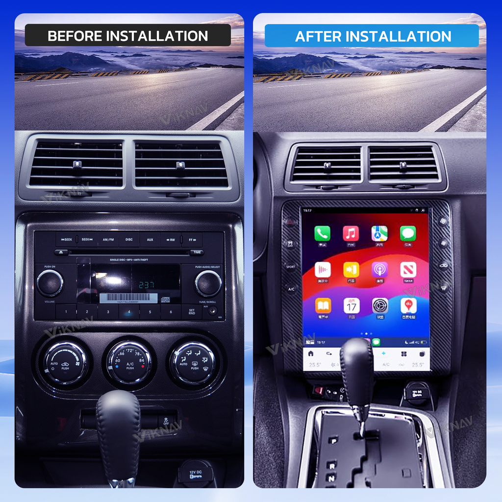 VIKNAV 12.1 Inch Android Car Radio for Dodge Challenger 2008-2014 Auto Stereo Screen Upgrade Wireless Carplay GPS Navigation Multimedia Player Head Unit