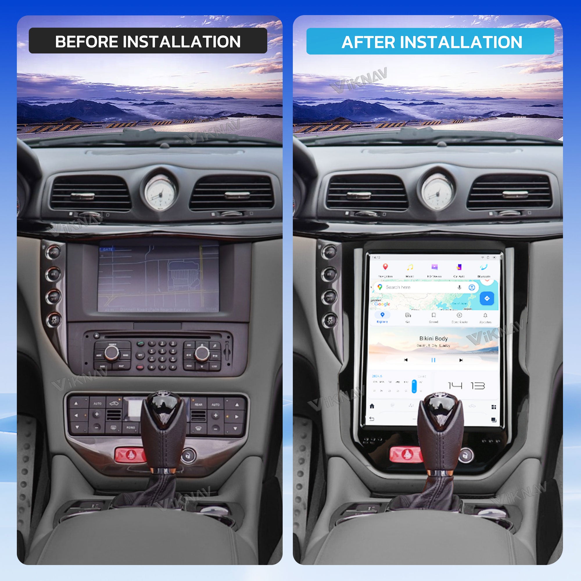 VIKNAV 10.5 Inch Android Car Radio For Maserati GT GranTurismo 2007-2017 Auto Stereo Infotainment System Screen Upgrade (128GB)
