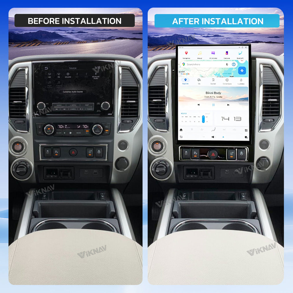 Viknav 15.6" Touch Screen Car Radio For Nissan Titan ( 2020 2021 2022 2023 2024 2025 ) Multimedia Player Android Auto GPS Navigation Wireless Carplay (128GB)