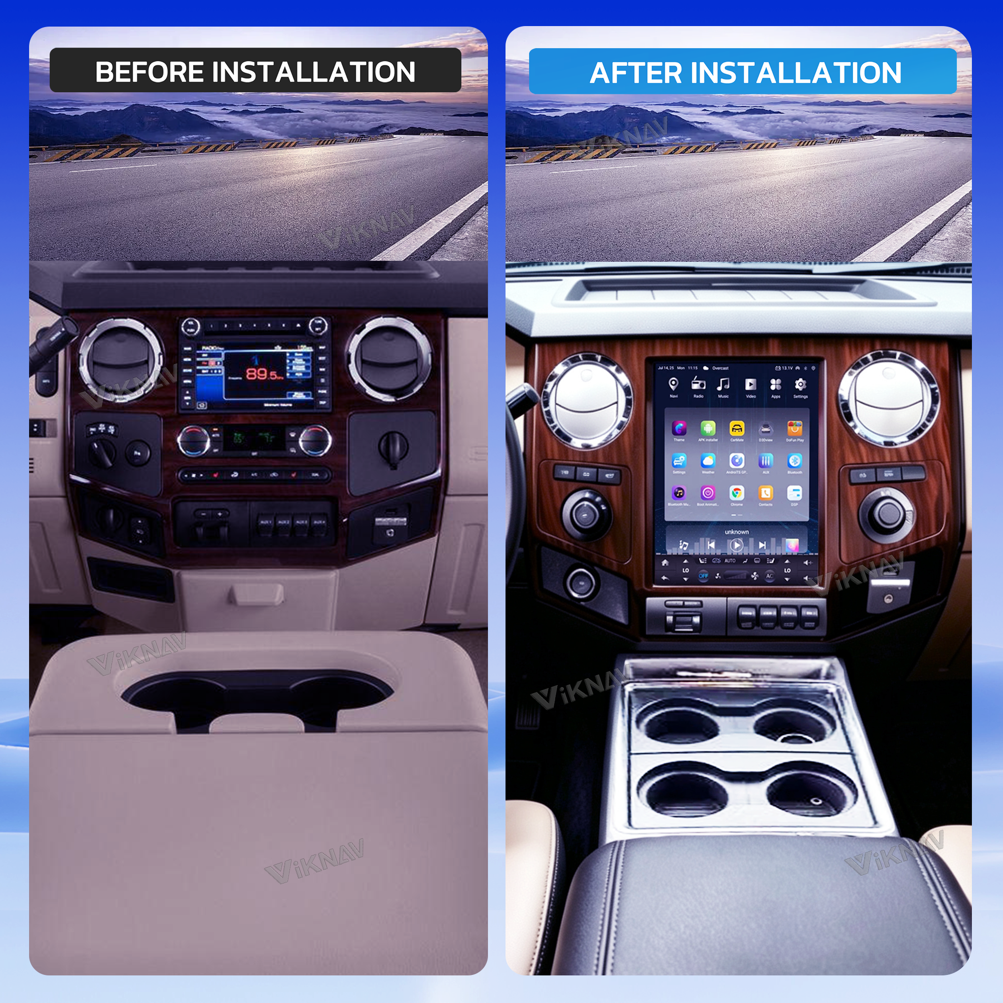 VIKNAV 12.1 Inch Android Car Radio for Ford F250 F350 2011-2016 Auto Stereo Screen Upgrade Wireless Carplay GPS Navigation Multimedia Player Head Unit