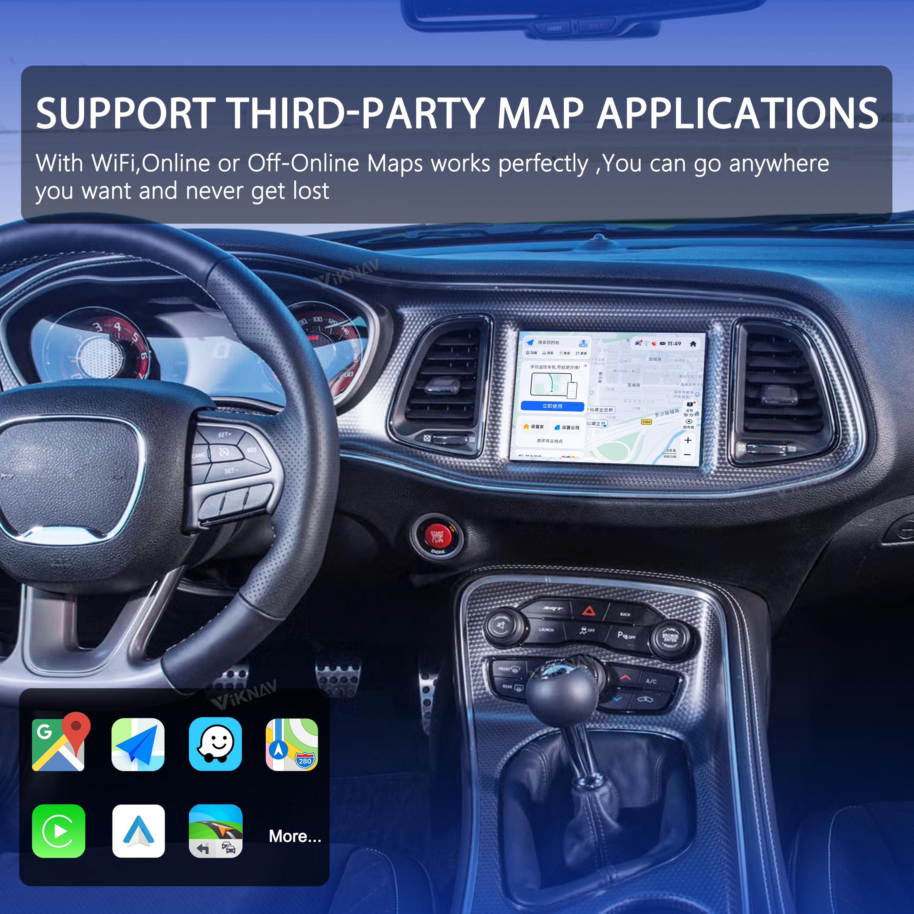 VIKNAV 8.4 Inch Android Car Radio for Dodge Charger Dodge Challenger 2015-2019 Auto Stereo Screen Upgrade Wireless Carplay GPS Navigation Multimedia Player Head Unit