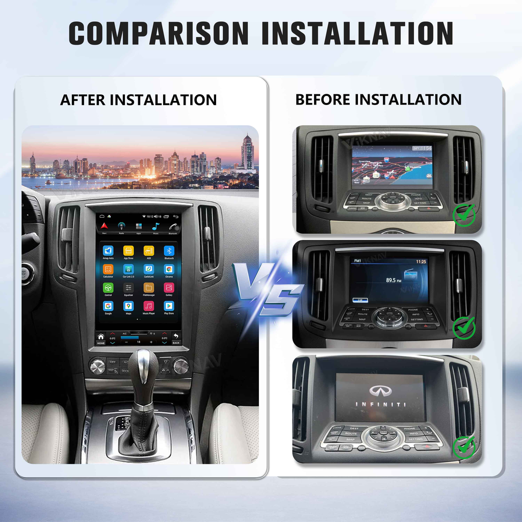 Viknav Android 12.1 inch Car Stereo For Infiniti G25/G35/G37/Q60/Q60S 2004-2013 Wireless CarPlay & Android Auto GPS Navigation Head Unit