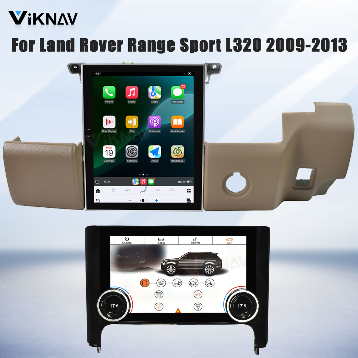 Viknav Android Radio AC Panel For Land Rover Range Sport L320 2009-2013 Wireless Carplay Android Auto Radio Touch Screen GPS Navigation Multimedia Player Air Conditioning Control