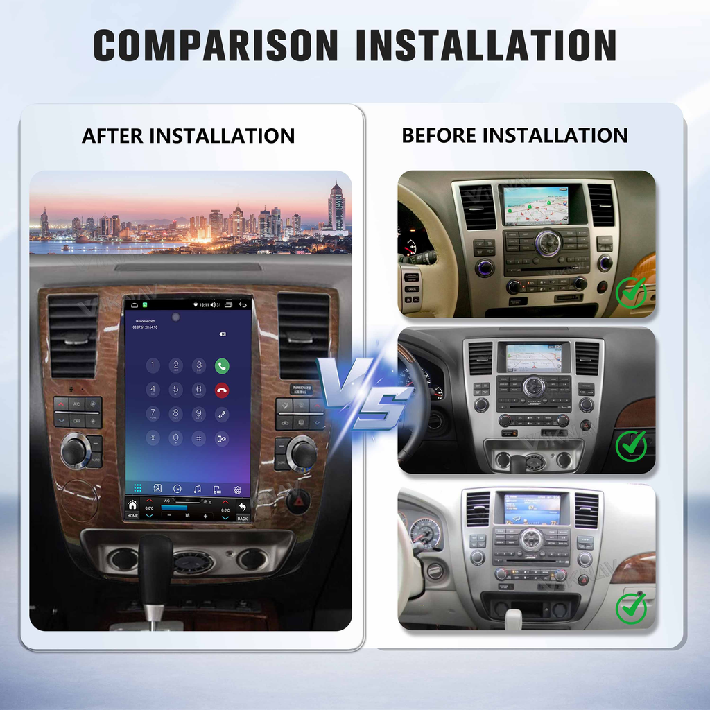 Viknav Android 9 inch Car Stereo For Infiniti QX56/Nissan Armada 2004-2010 Wireless CarPlay & Android Auto GPS Navigation Head Unit