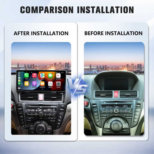 Viknav Android Car Stereo For Honda Acura TL 2009-2014 Car Radio with 12.3-inch screen Wireless Carplay Android Auto GPS Navigation Multimedia Player