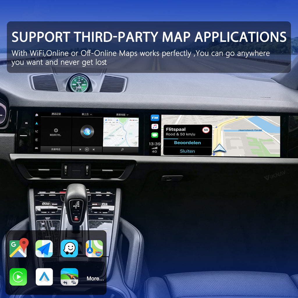 VIKNAV Dual 12.3 Inch Android Car Radio for Porsche Cayenne 2018 2019 2020 2021 2022 2023 Auto Stereo Screen Upgrade Wireless Carplay GPS Navigation Multimedia Player Head Unit