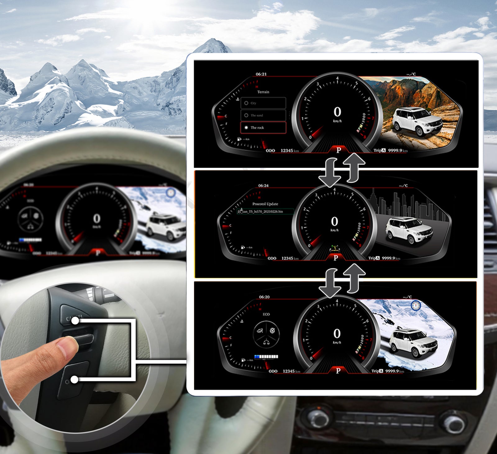 One-Touch Switch to Professional Off-Road View