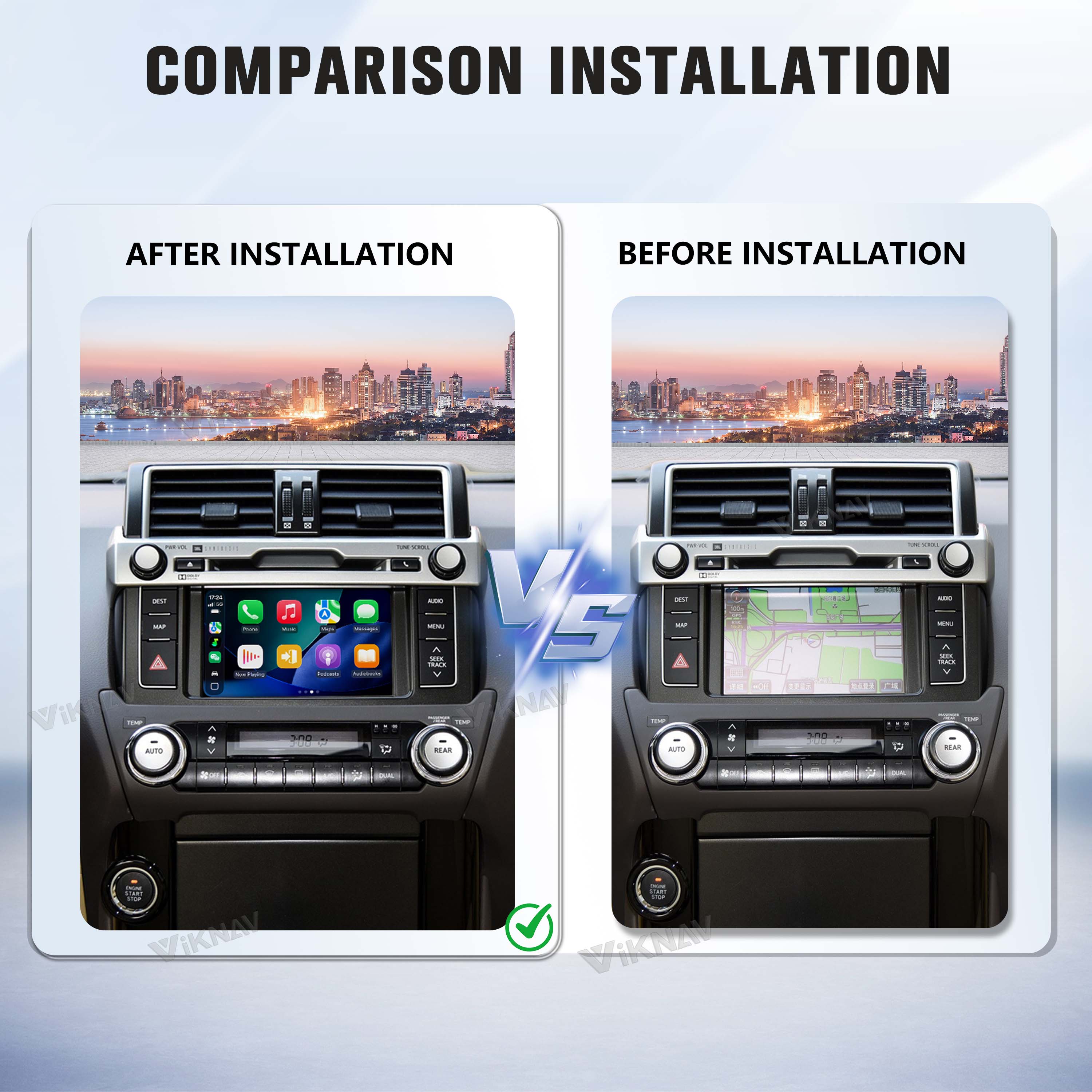 VIKNAV Wireless CarPlay Android Auto Decoder Linux Interface Box Upgrade for Toyota Prado 2014-2021