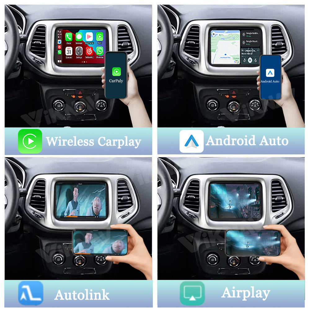 Viknav Linux System Wireless Carplay Android Auto Decoder Box for Jeep Compass 2017-2019 Upgrade Interface Autolink Airplay Decoding Box