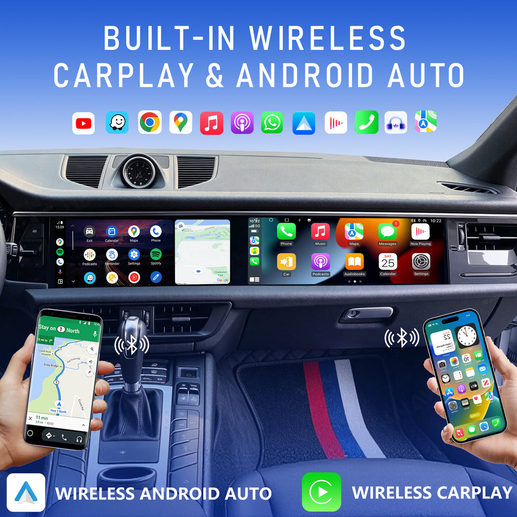 VIKNAV Dual 12.3 Inch Android Car Radio for Porsche Macan 2018 2019 2020 2021 2022 2023 2024 Auto Stereo Screen Upgrade Wireless Carplay GPS Navigation Multimedia Player Head Unit