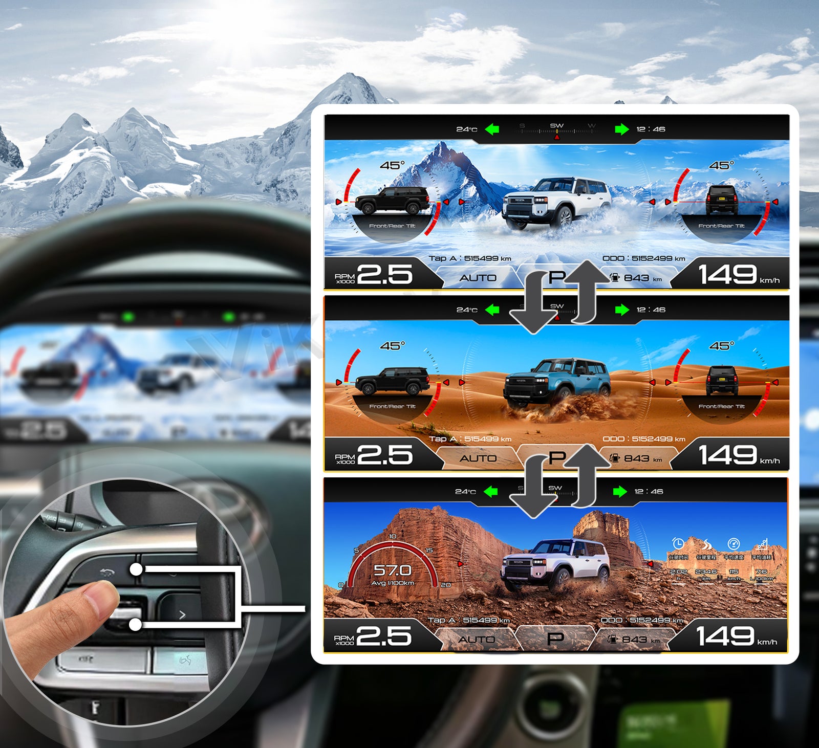 One-Touch Switch to Professional Off-Road View