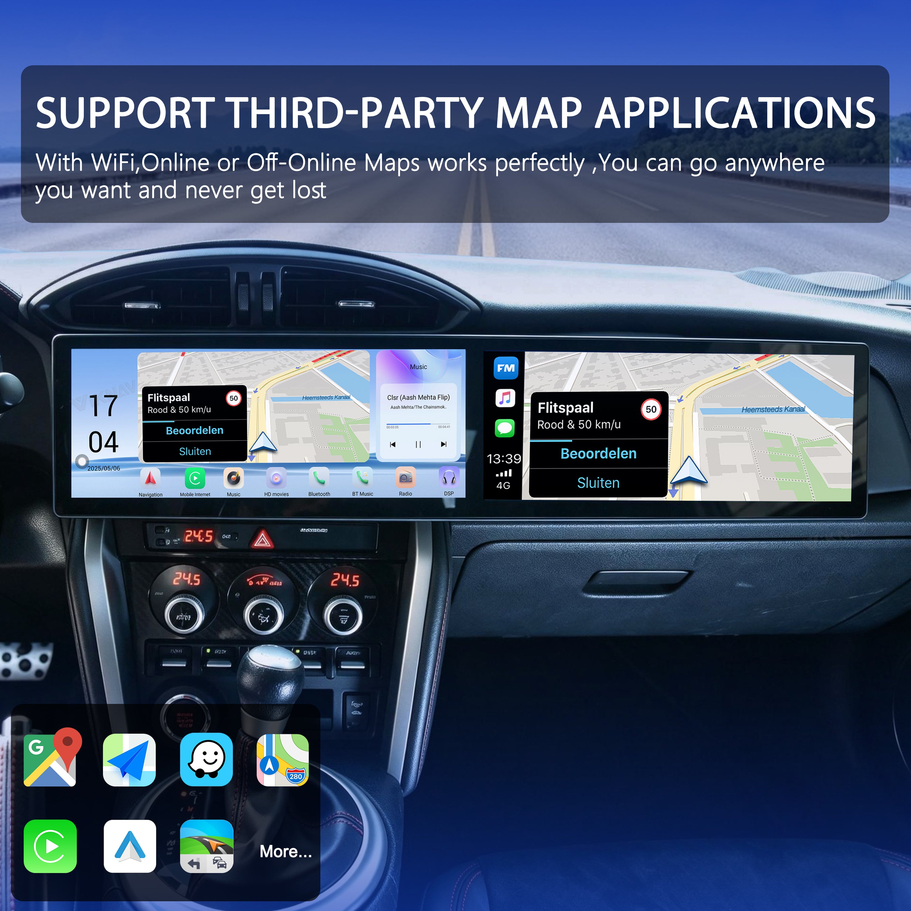 VIKNAV Dual 12.3 Inch Android Car Radio for Toyota 86 Subaru BRZ 2012-2020 Auto Stereo Screen Upgrade Wireless Carplay GPS Navigation Multimedia Player Head Unit