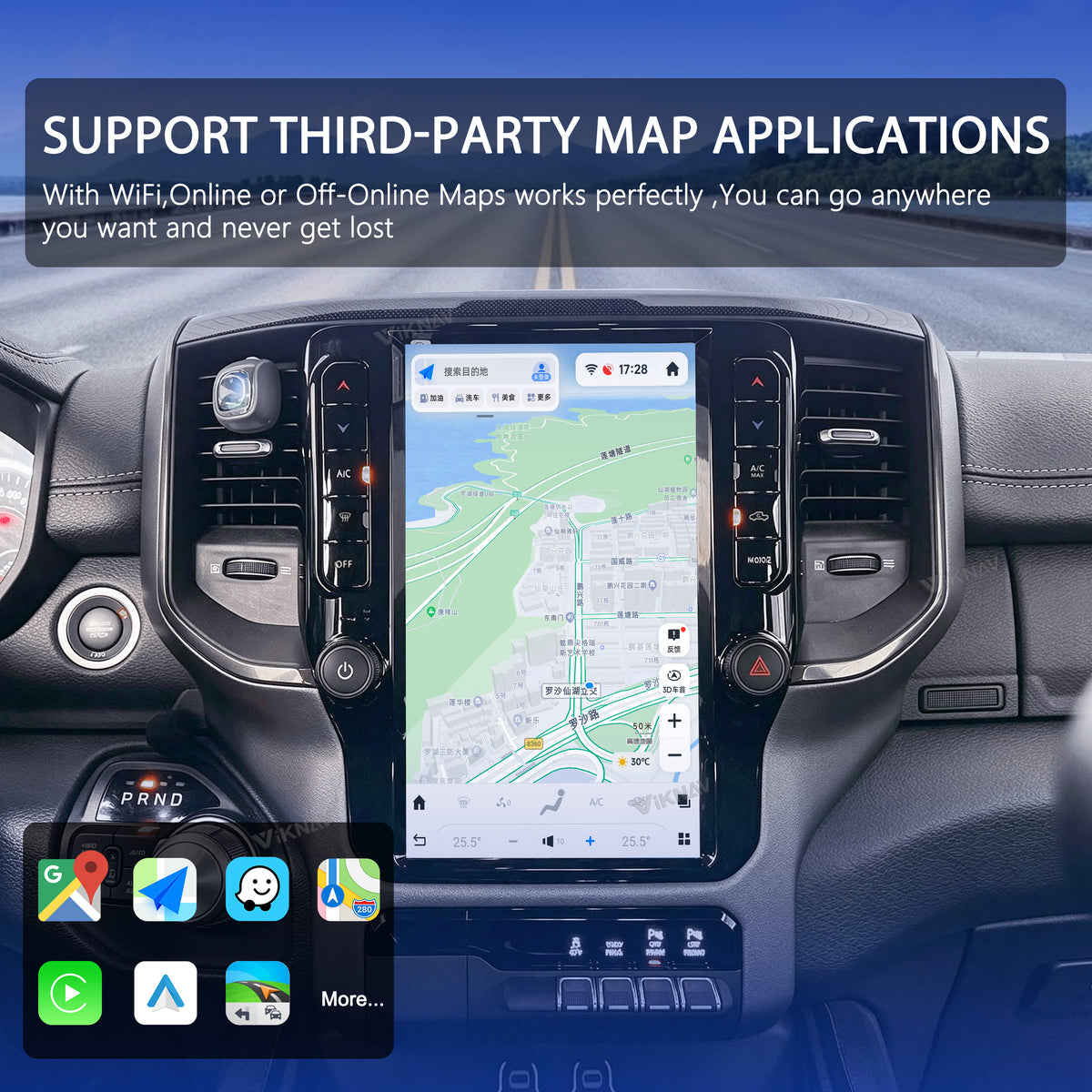 VIKNAV 12.3 Inch Android Car Radio For Dodge Ram 2019-2024 Auto Stereo Screen Upgrade