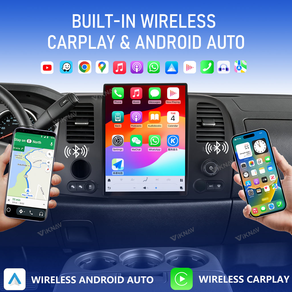 VIKNAV 13.8 Inch Car Radio For GMC SIERRA Chevrolet Silverado 2007-2012 GPS Navigation Upgrade Android Auto Stereo Screen Wireless Carplay