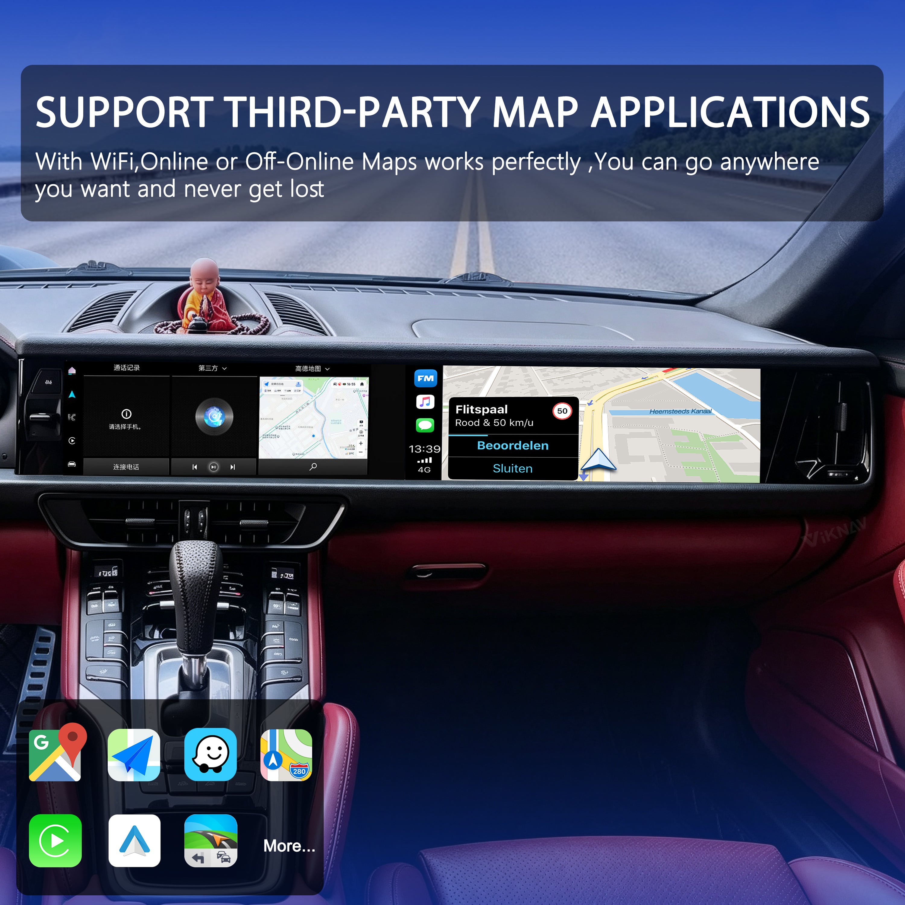 VIKNAV Dual 12.3 Inch Android Car Radio for Porsche Cayenne 2010 2011 2012 2013 2014 2015 2016 2017 Auto Stereo Screen Upgrade Wireless Carplay GPS Navigation Multimedia Player Head Unit