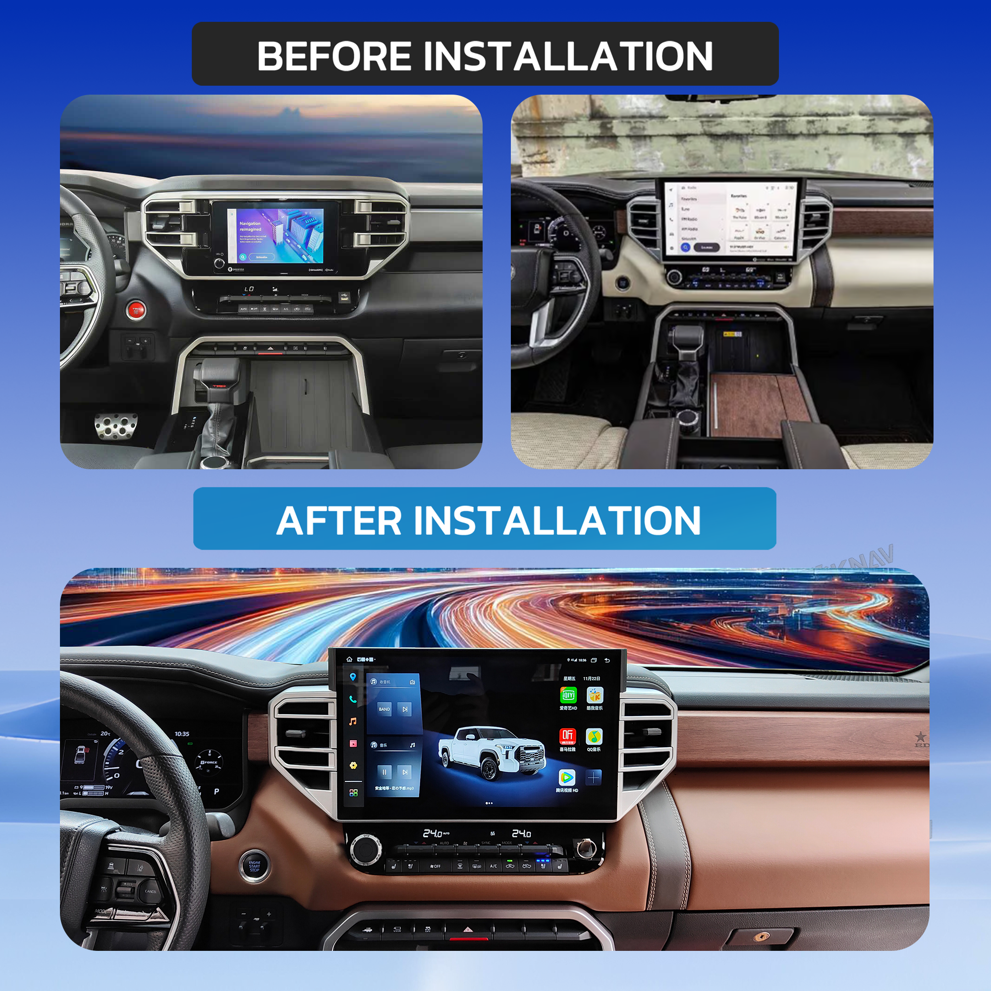 VIKNAV 14.6 Inch Android Car Radio for Toyota Tundra 2021 2022 2023 2024 Auto Stereo Screen Upgrade Wireless Carplay GPS Navigation Multimedia Player Head Unit