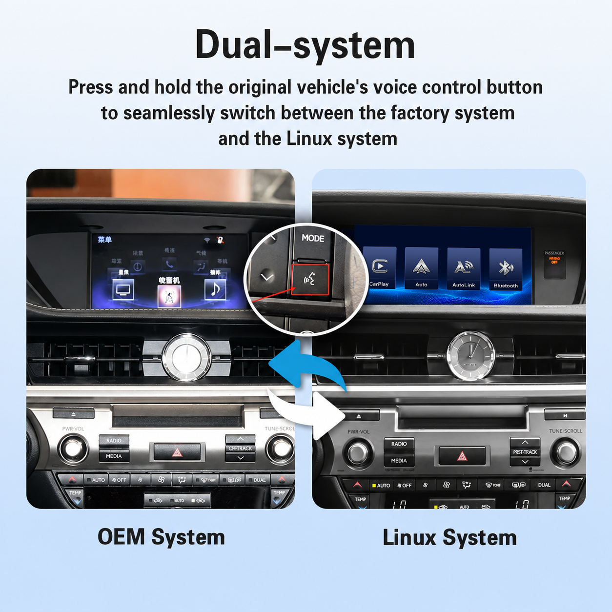 VIKNAV Wireless CarPlay Android Auto Decoder Linux Interface Box Upgrade for Lexus ES 2015–2022