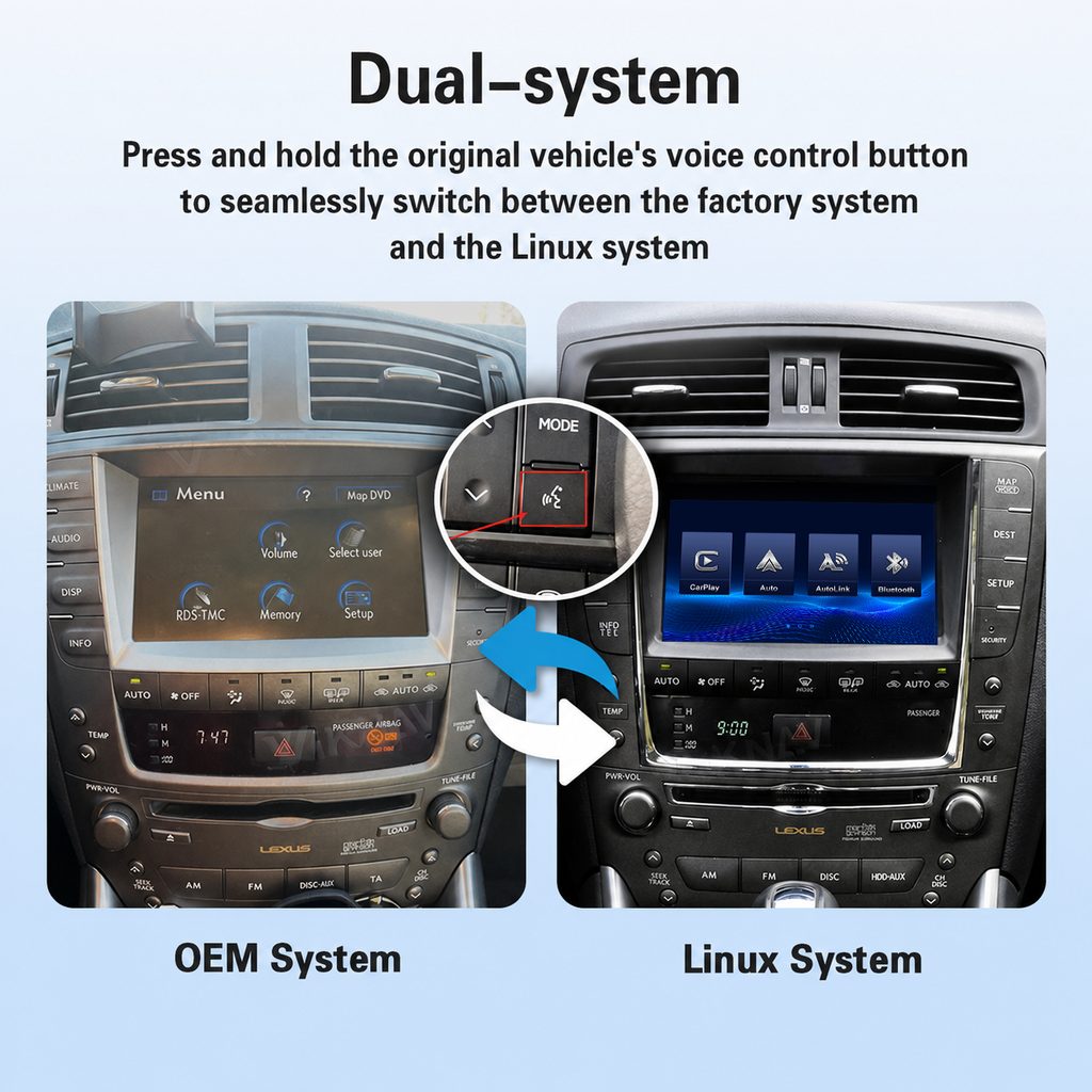 VIKNAV Wireless CarPlay Android Auto Decoder Linux Interface Box Upgrade for Lexus IS 2005 -2019