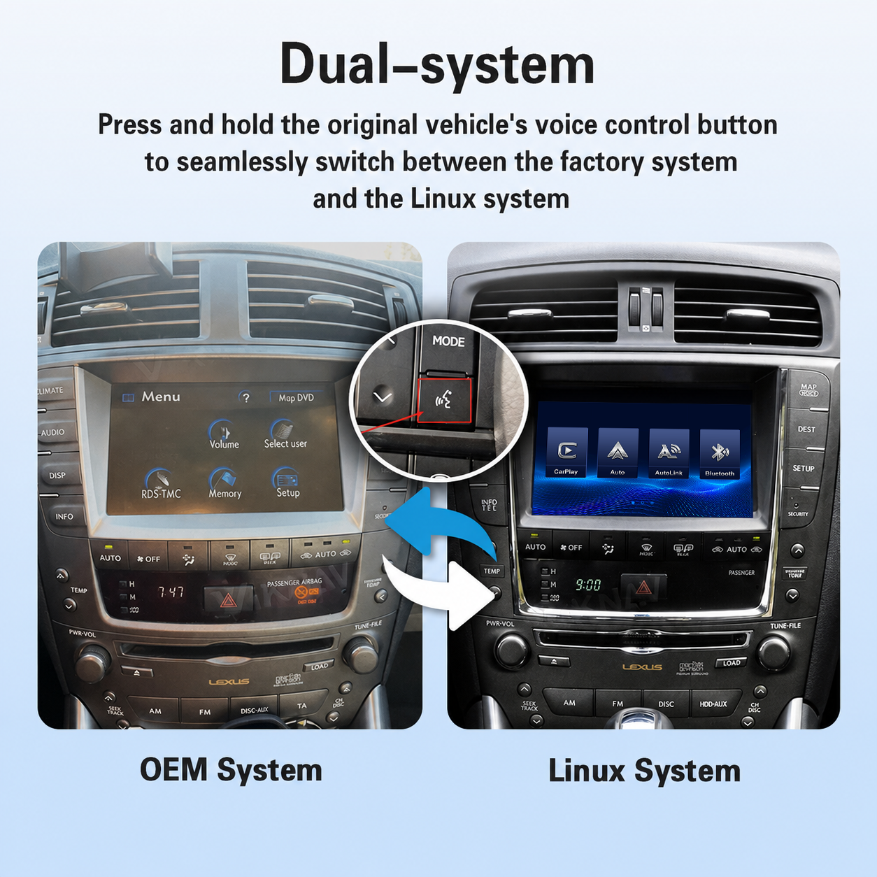 VIKNAV Wireless CarPlay Android Auto Decoder Linux Interface Box Upgrade for Lexus IS 2005 -2019