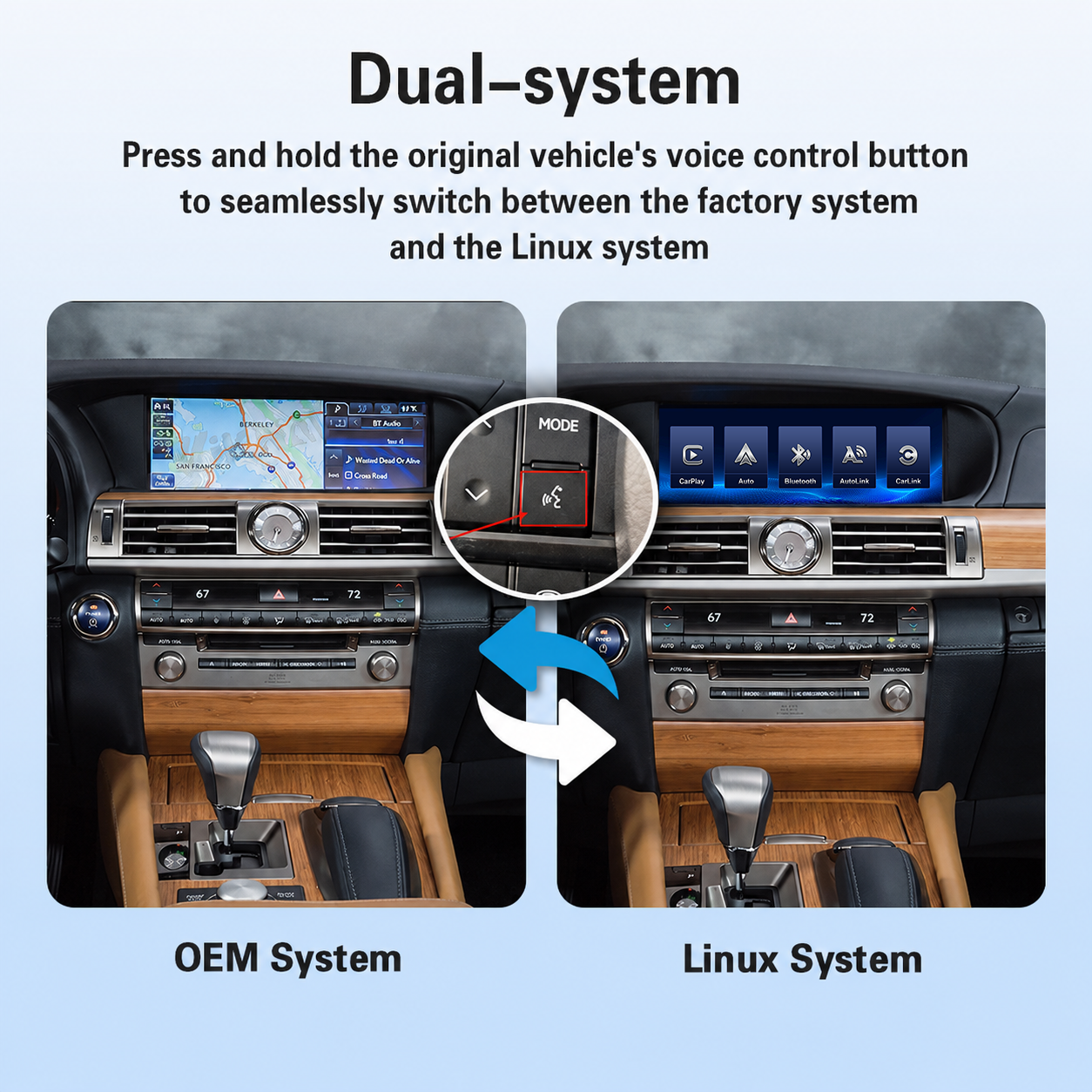 VIKNAV Wireless CarPlay Android Auto Decoder Linux Interface Box Upgrade for Lexus LS 2007-2022