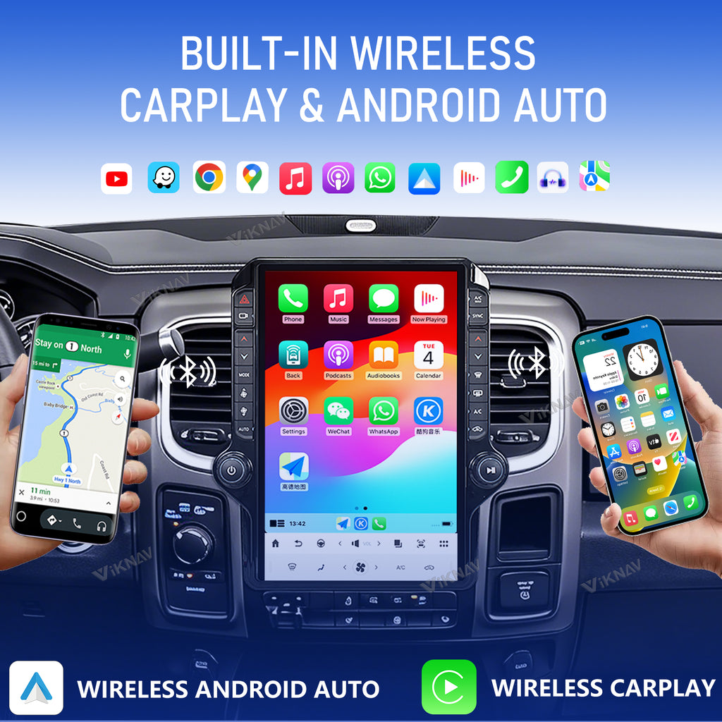 VIKNAV 14.4 Inch Android Car Radio For Dodge Ram 1500 2013-2018 Auto Stereo Screen Upgrade