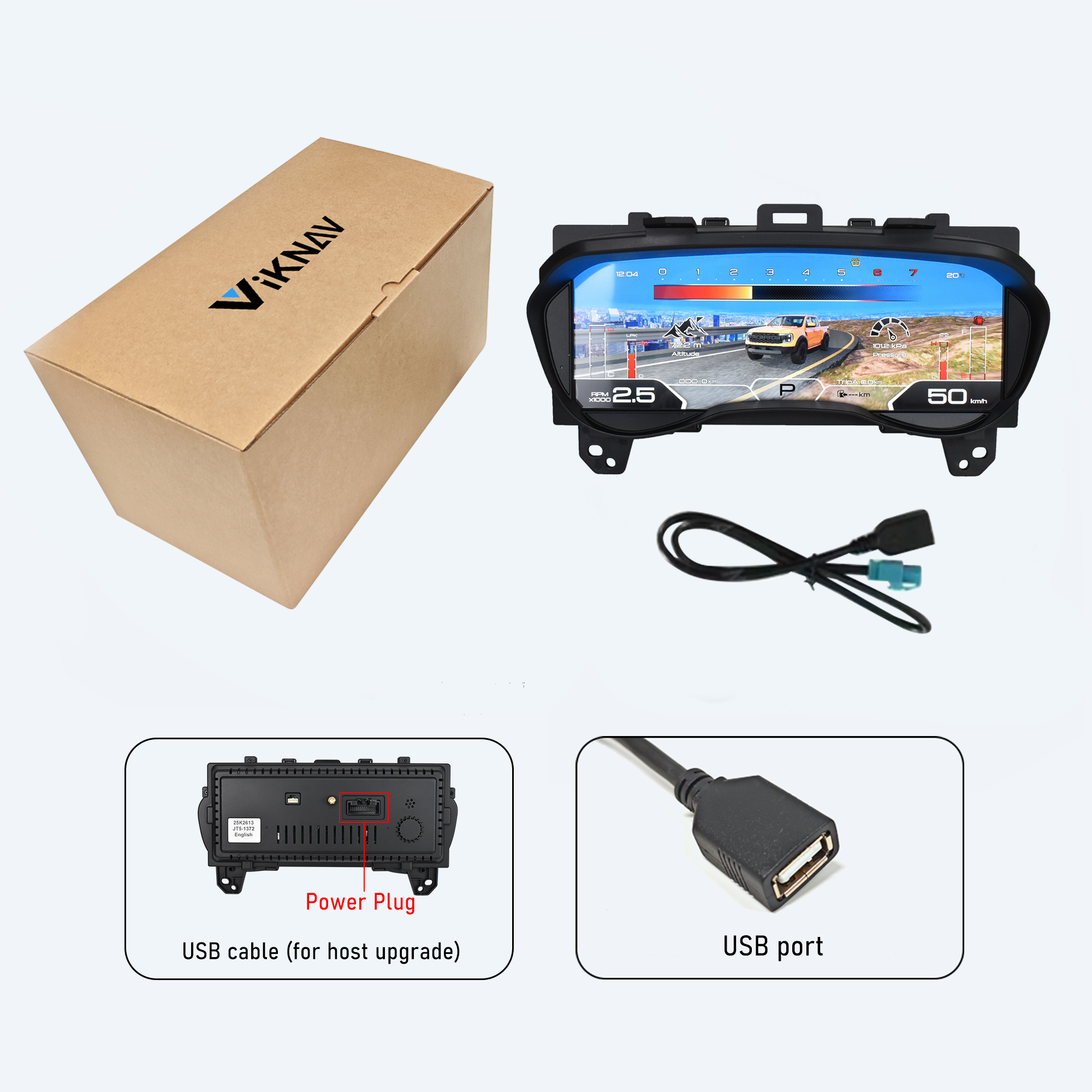 Viknav 13 inch Digital Gauge Cluster for Ford Everest Ranger T7 T8 2016-2021 LCD Car Digital Speedometer Dashboard Panel