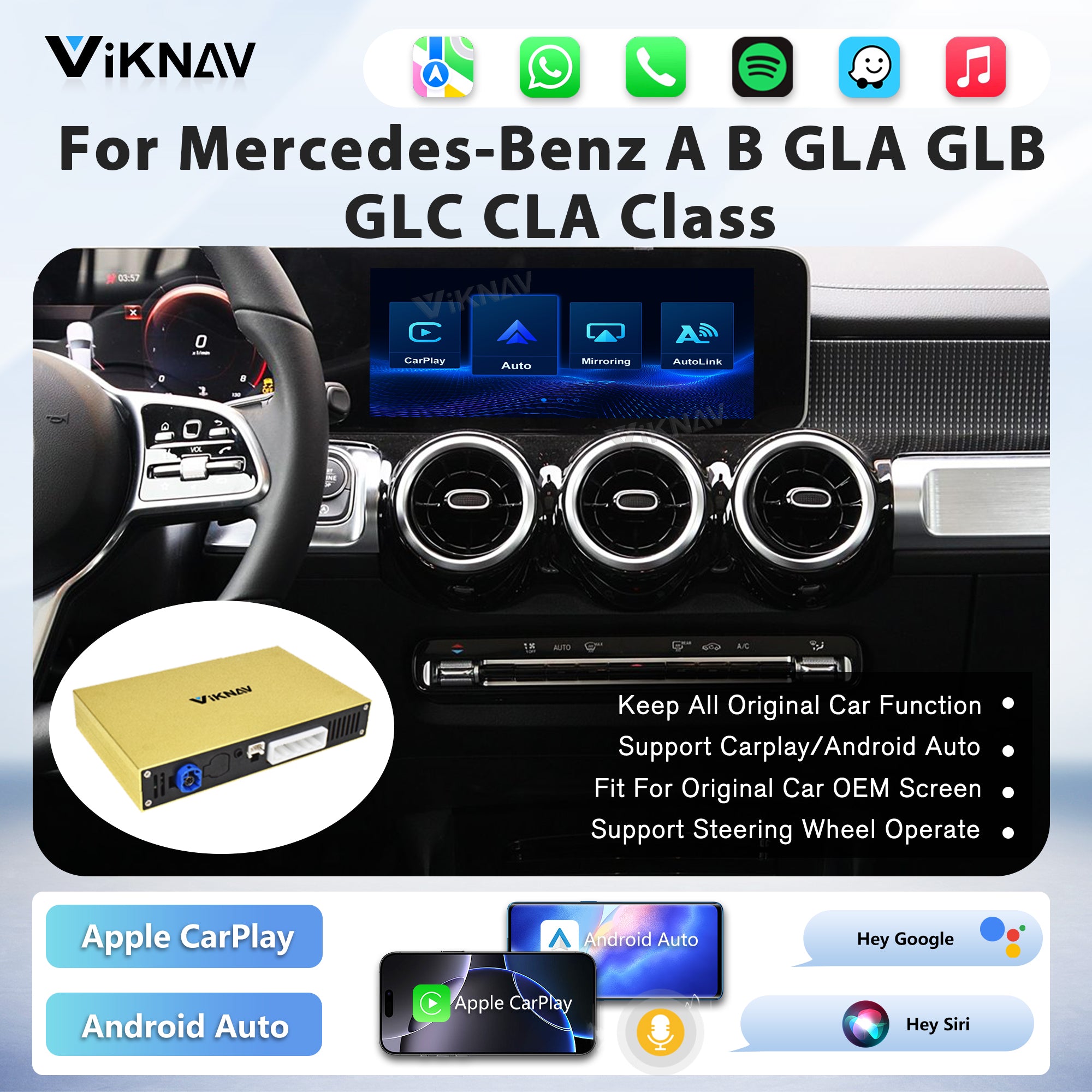 Viknav Linux System Decoder Box for Mercedes Benz Series Upgrade Interface Wireless Carplay Android Auto Decoding Box Autolink Airplay