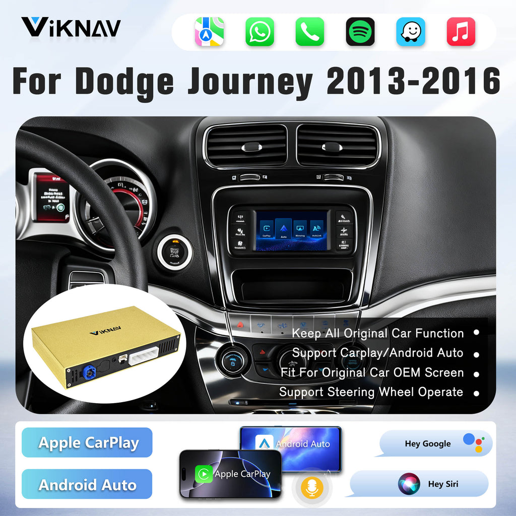 Viknav Linux System Decoder Box For Dodge Journey 2013-2018 OEM Harman System Upgrade Interface Wireless Carplay Android Auto Decoder Box Autolink Airplay