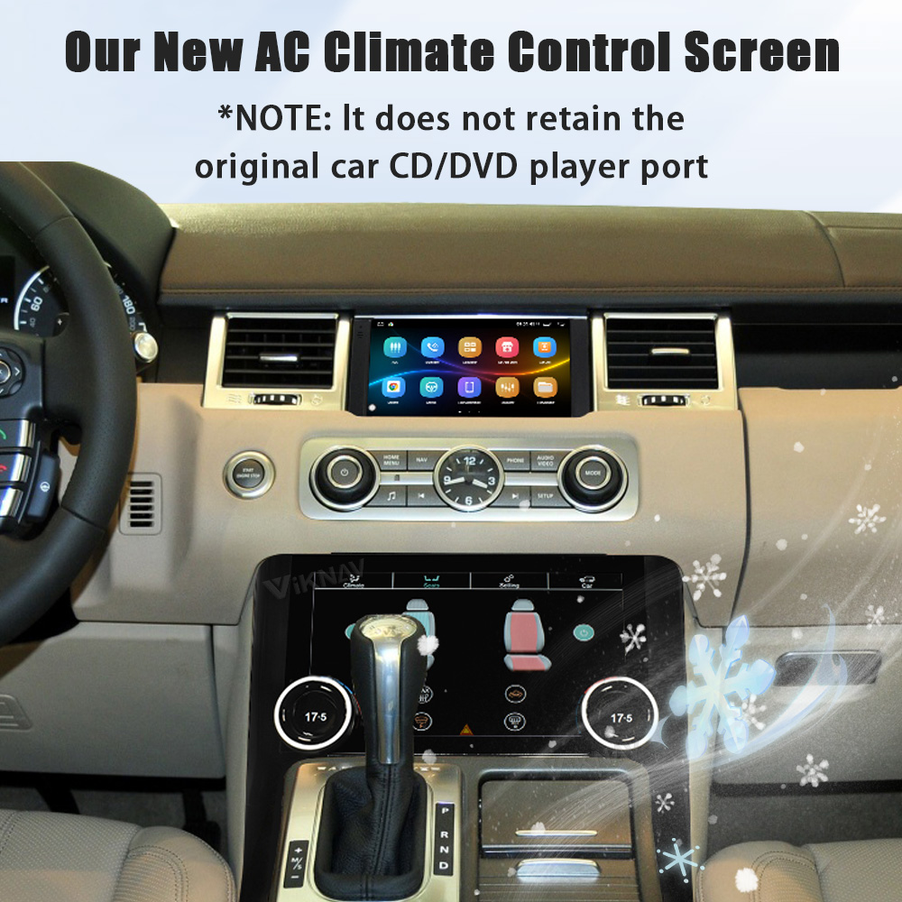 Viknav Android Radio AC Panel For Land Rover Range Sport L320 2009-2013 Wireless Carplay Android Auto Radio Touch Screen GPS Navigation Multimedia Player Air Conditioning Control