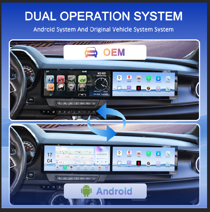 VIKNAV Dual 12.3 Inch Android Car Radio for Chevrolet Camaro 2016 2017 2018 2019 Auto Stereo Screen Upgrade Wireless Carplay GPS Navigation Multimedia Player Head Unit
