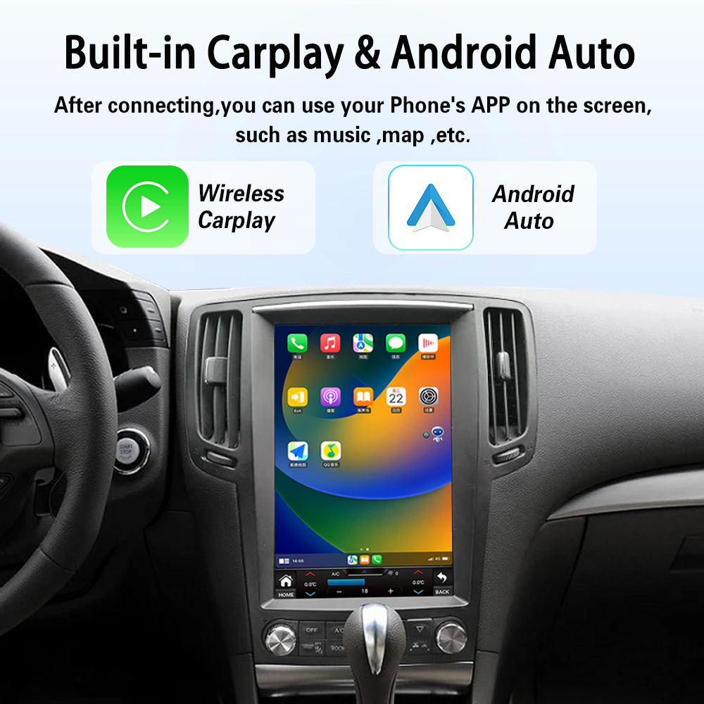 Viknav Android 12.1 inch Car Stereo For Infiniti G25/G35/G37/Q60/Q60S 2004-2013 Wireless CarPlay & Android Auto GPS Navigation Head Unit