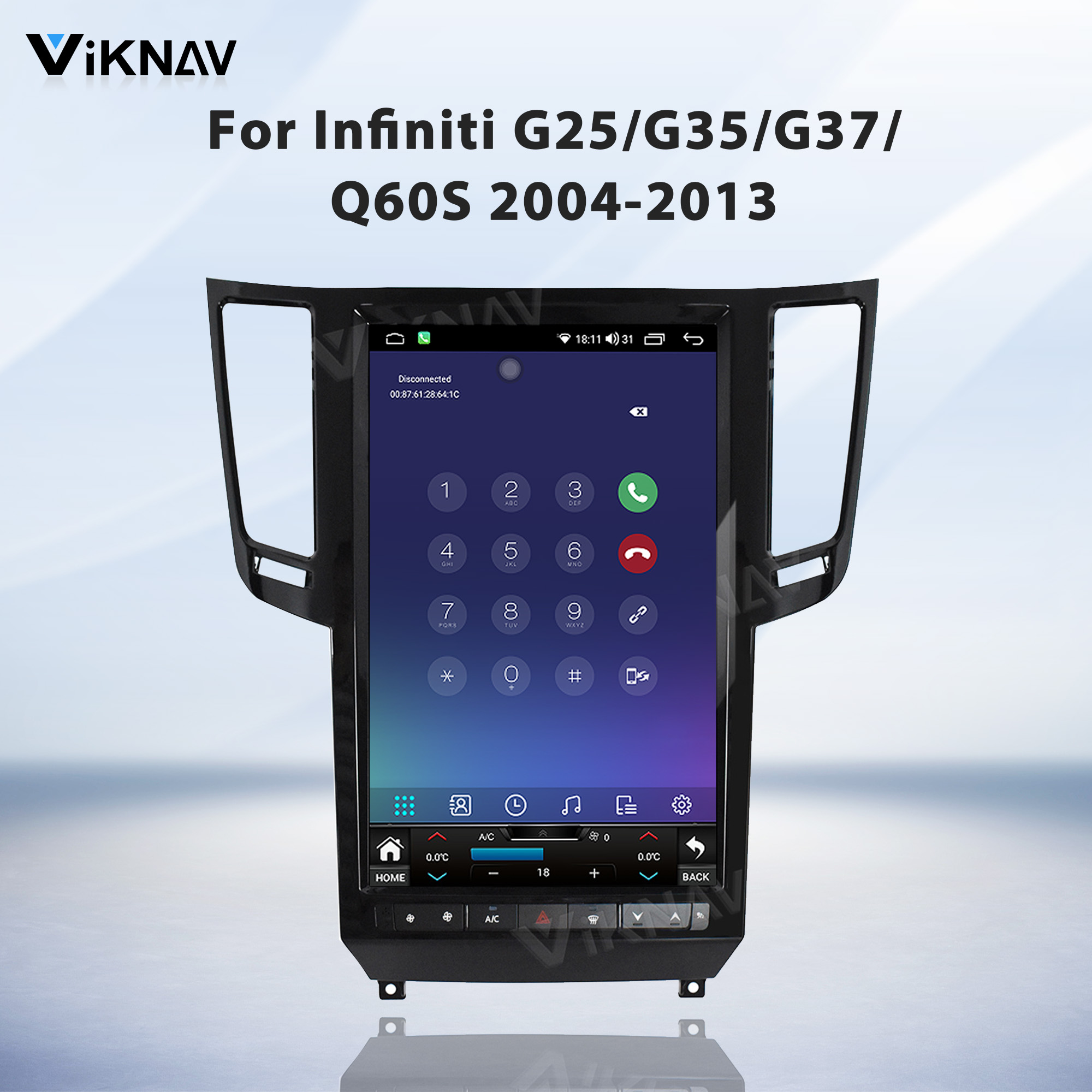 Viknav Android 12.1 inch Car Stereo For Infiniti G25/G35/G37/Q60/Q60S 2004-2013 Wireless CarPlay & Android Auto GPS Navigation Head Unit