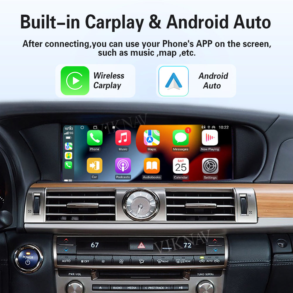 VIKNAV Wireless CarPlay Android Auto Decoder Linux Interface Box Upgrade for Lexus LS 2007-2022