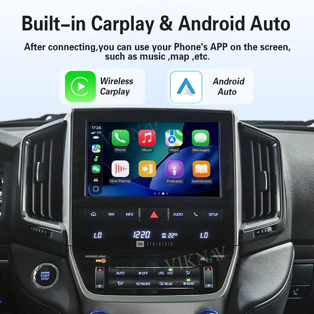 VIKNAV Wireless CarPlay Android Auto Decoder Linux Interface Box Upgrade for Toyota Land Cruiser LC200 2007–2021