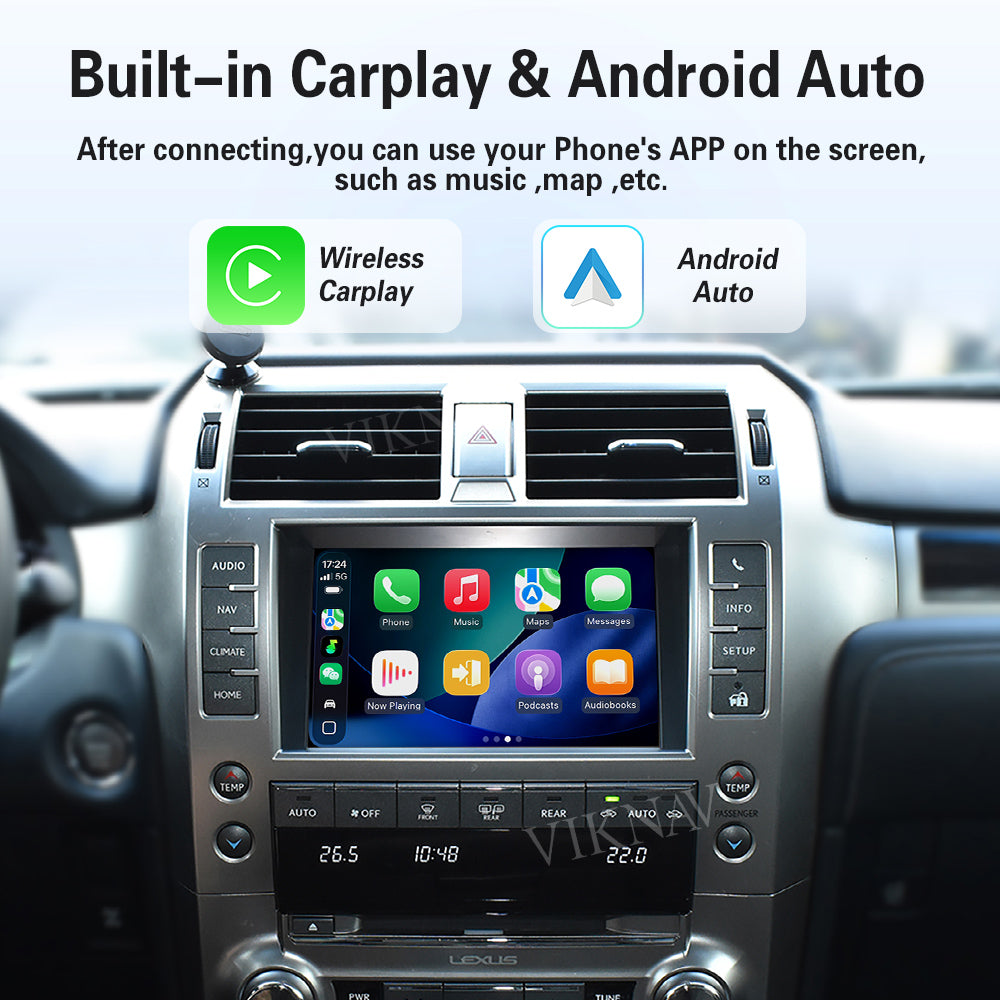 VIKNAV Wireless CarPlay Android Auto Decoder Android 13 Interface Box Qualcomm Snapdragon Upgrade for Lexus GX 2014-2023