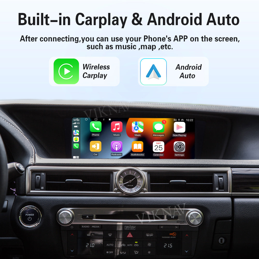 VIKNAV Wireless CarPlay Android Auto Decoder Linux Interface Box Upgrade for Lexus GS 2007–2020