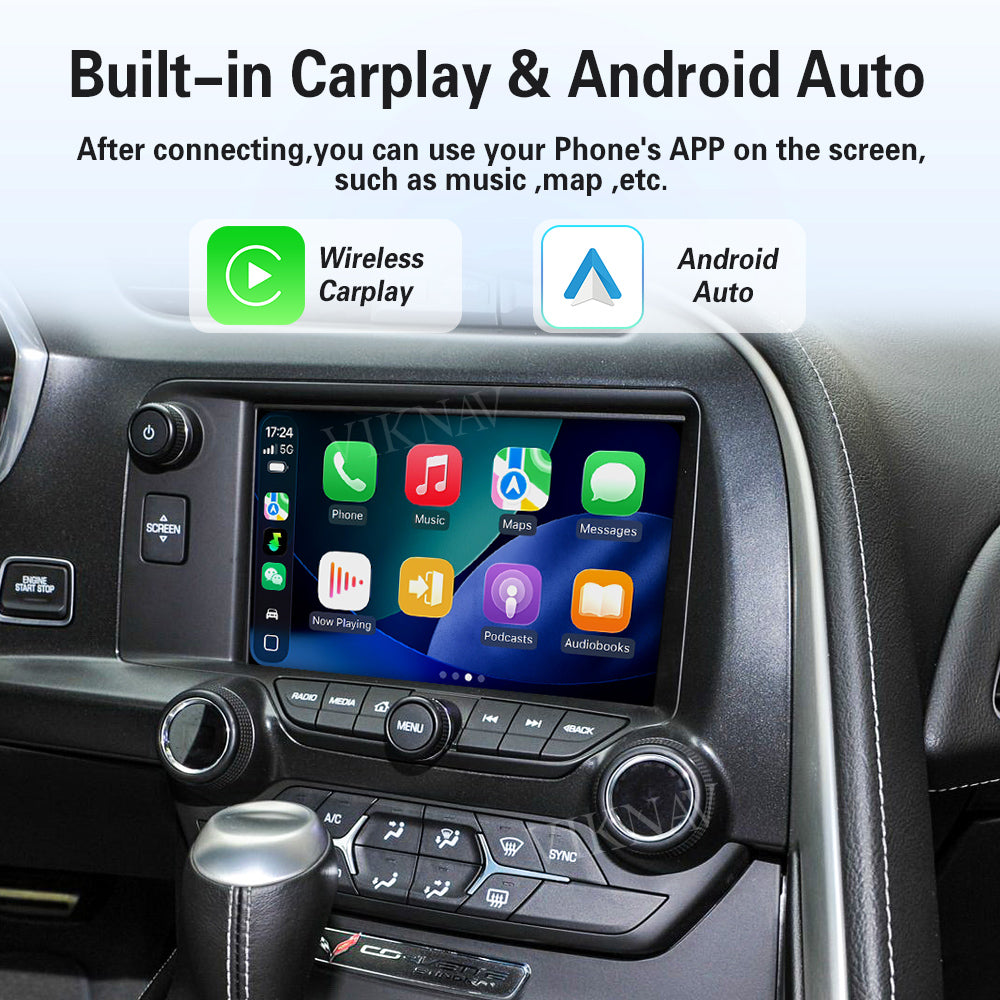 VIKNAV Wireless CarPlay Android Auto Decoder Linux Interface Box Upgrade for Chevrolet Corvette C7 2013-2019