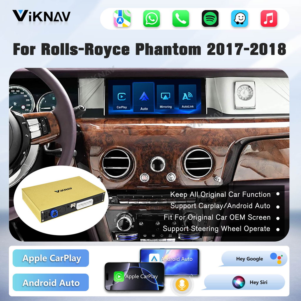 Viknav Linux System Decoder Box for Rolls-Royce Phantom 2017-2018 Upgrade Interface Wireless Carplay Android Auto Decoding Box Autolink Airplay
