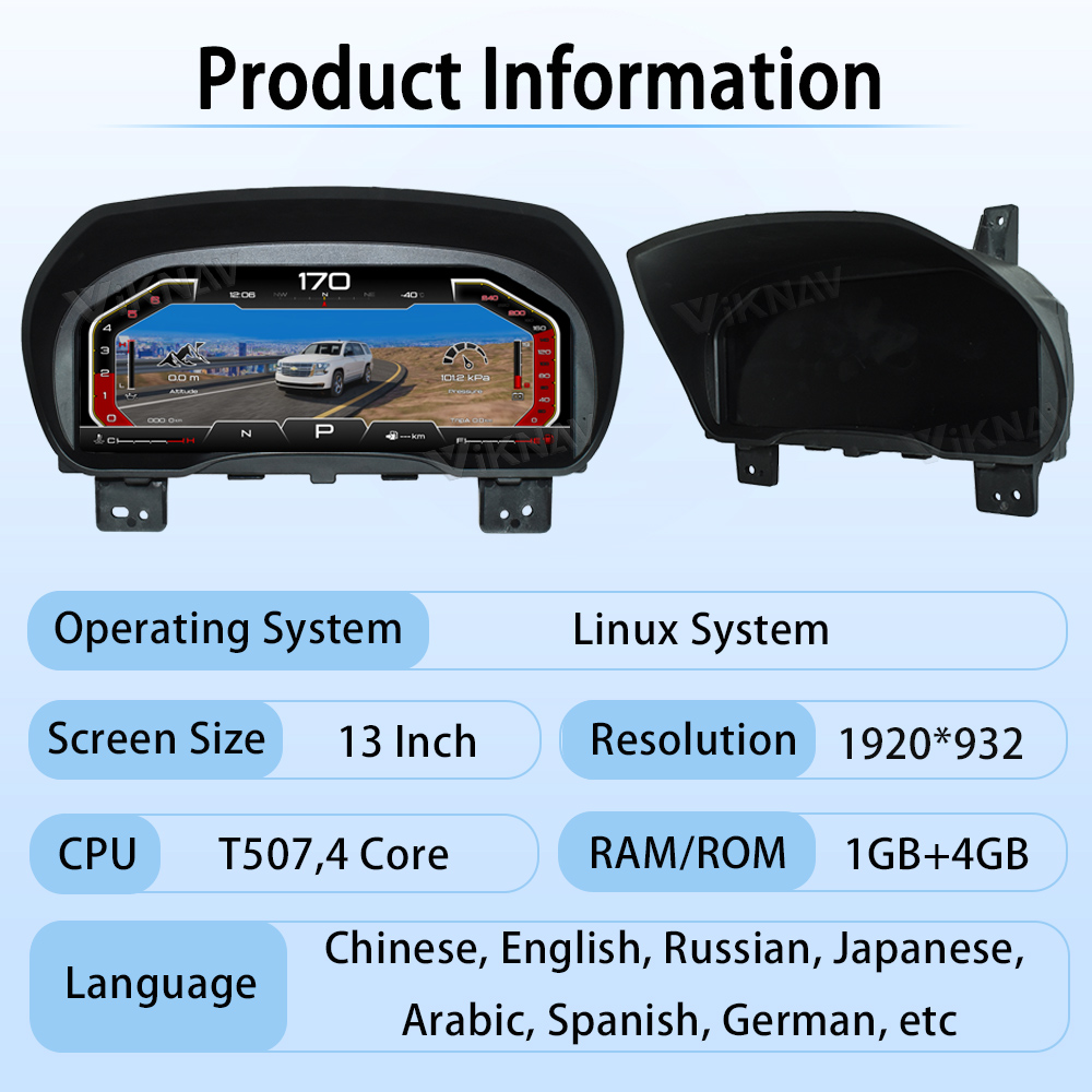 Viknav 15.6 inch Touch Screen Android Car Radio For Chevrolet Tahoe Suburban GMC Yukon 2014-2020 Wireless Carplay GPS Navigation With 13 Inch Car Digital Cluster