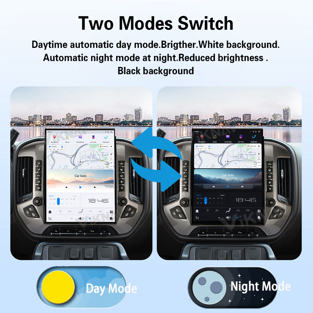 Viknav 15.6 inch Touch Screen Android Car Radio For Chevrolet Silverado GMC SIERRA 2014-2018 Wireless Carplay GPS Navigation With 13 Inch Car Digital Cluster