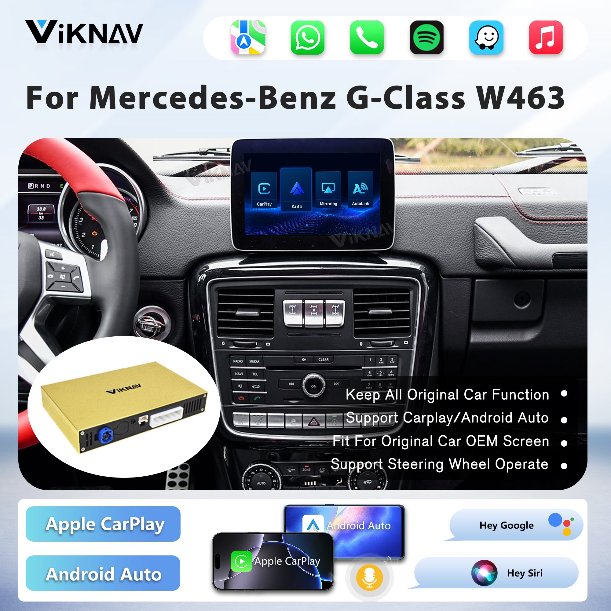 Viknav Linux System Decoder Box for Mercedes Benz Series Upgrade Interface Wireless Carplay Android Auto Decoding Box Autolink Airplay