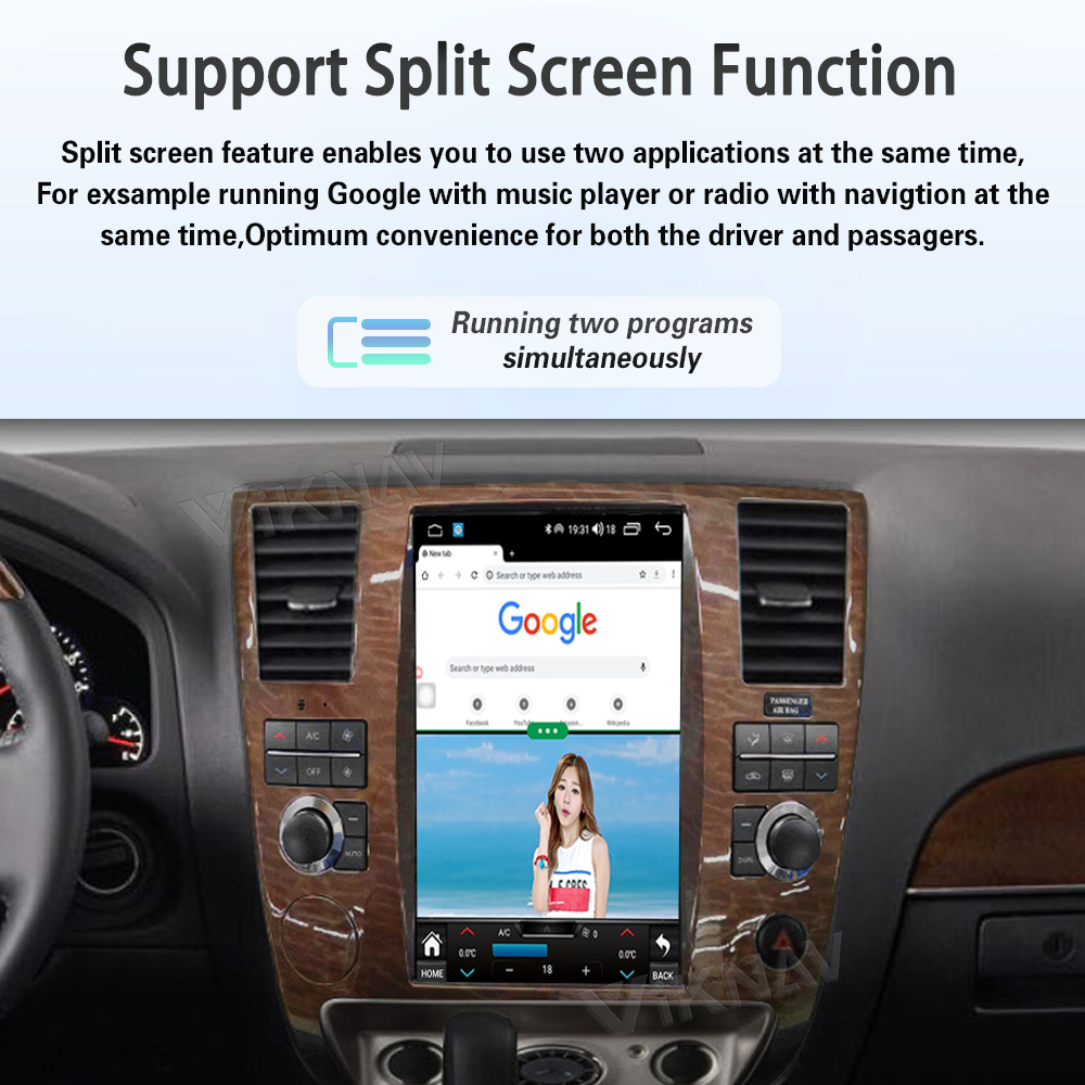 Viknav Android 9 inch Car Stereo For Infiniti QX56/Nissan Armada 2004-2010 Wireless CarPlay & Android Auto GPS Navigation Head Unit
