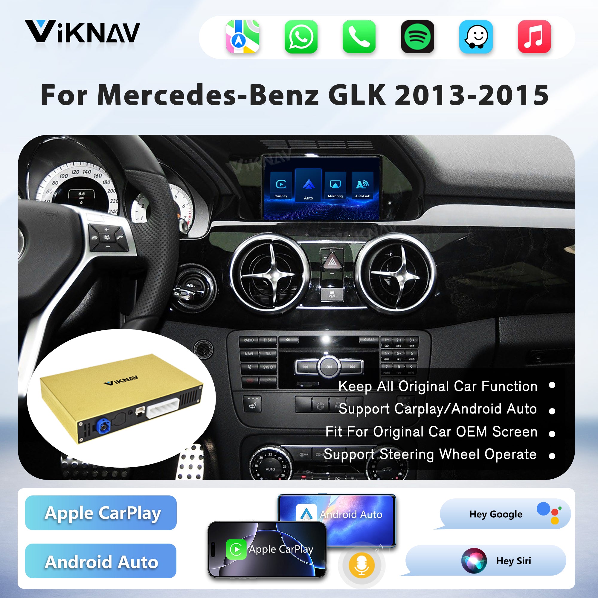 Viknav Linux System Decoder Box for Mercedes Benz Series Upgrade Interface Wireless Carplay Android Auto Decoding Box Autolink Airplay