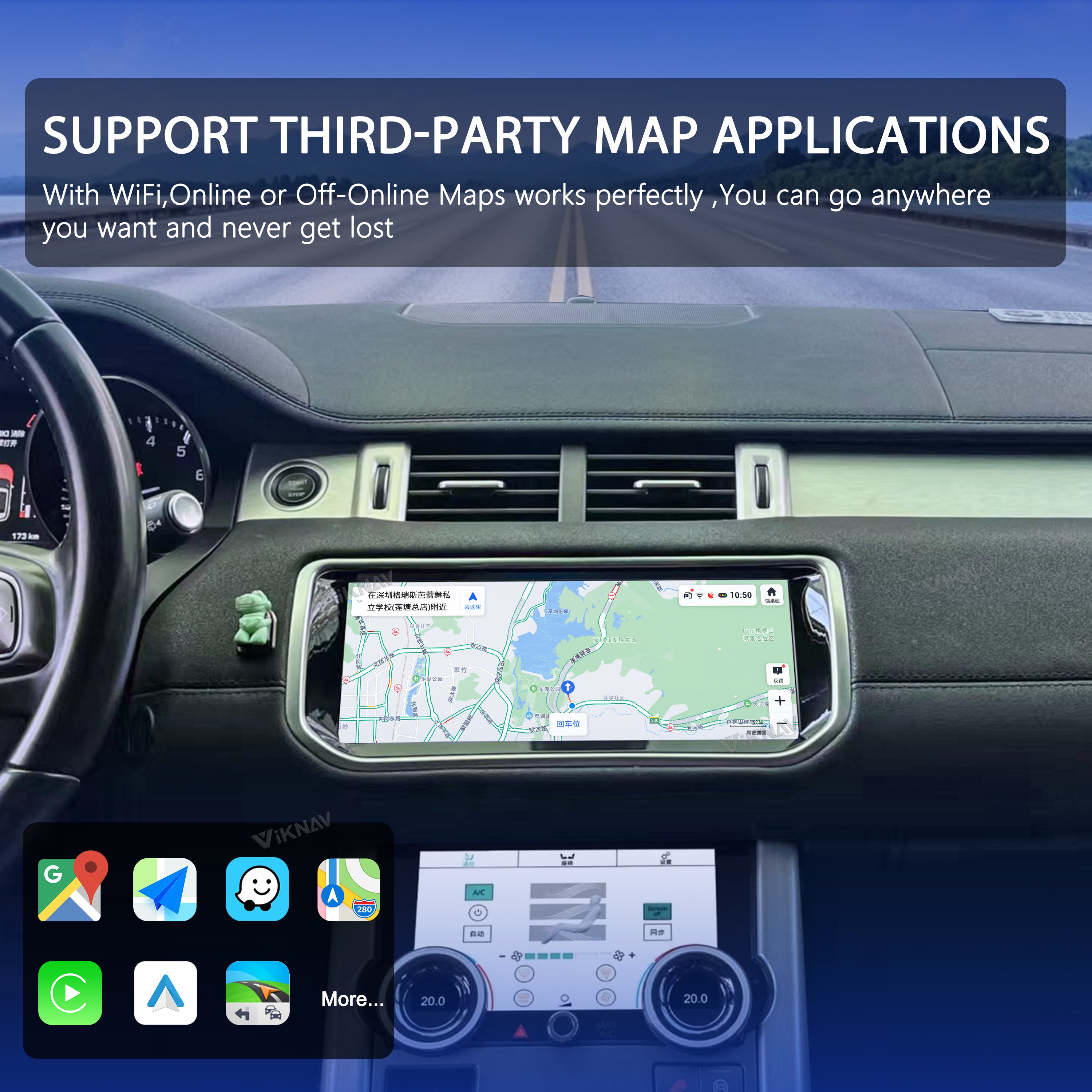 VIKNAV 10.25 Inch Android Car Radio AC panel for Land Rover Range Rover Evoque L538 2013-2017 Auto Stereo Screen Upgrade Wireless Carplay GPS Navigation Multimedia Player